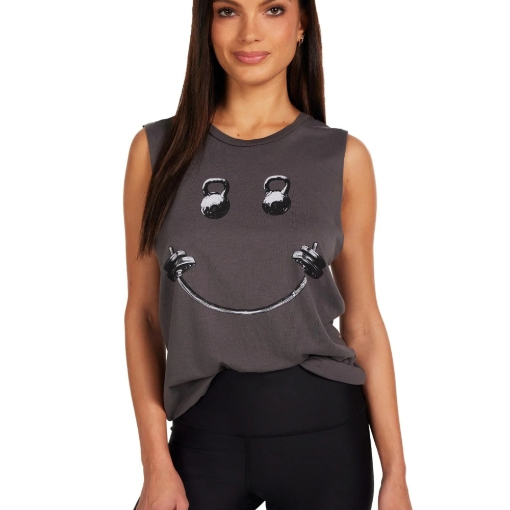 Lauren Moshi Kerry Barbell Happyface tank top